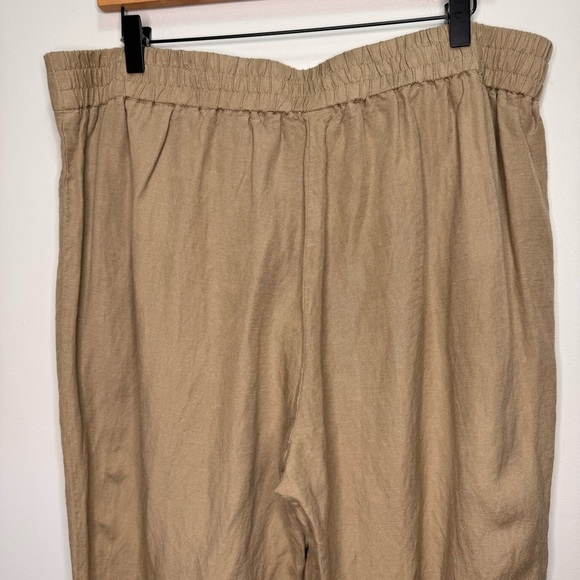 Laura Tan Linen Lightweight Tan Pants Split Hem Size 14 - Picture 9 of 11